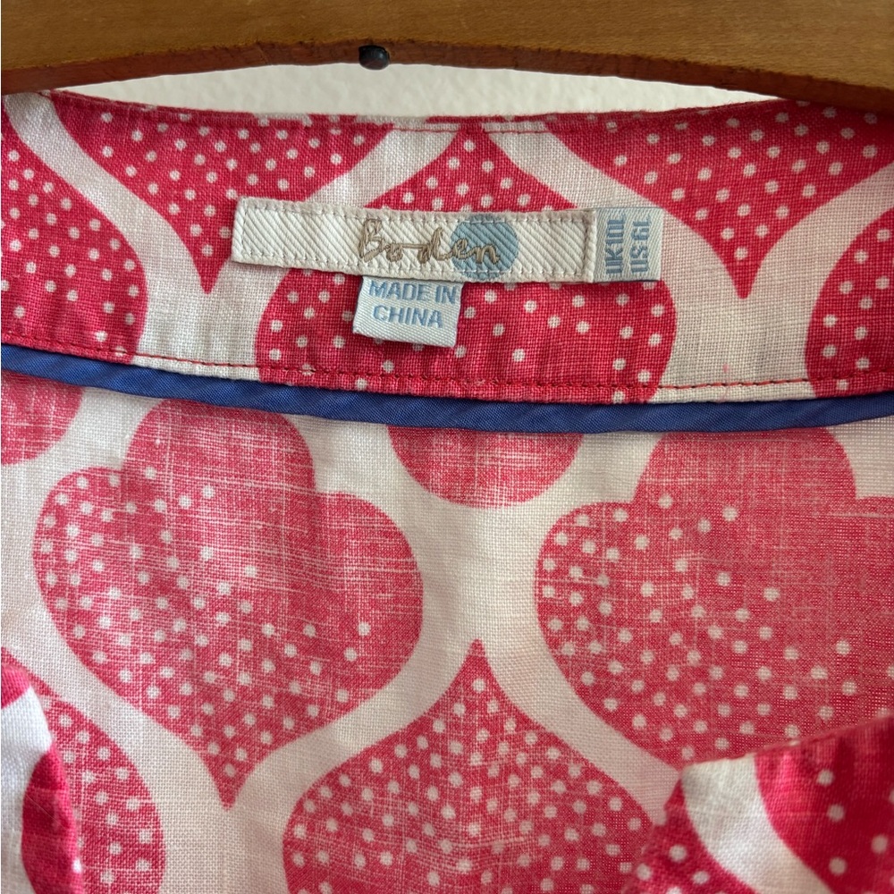 Boden Pink and White Heart Pattern Dress, Size 6 - Picture 2 of 5